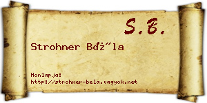 Strohner Béla névjegykártya